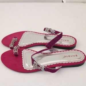 Bamboo Hot Pink Sparkly Rhinestone Sandals